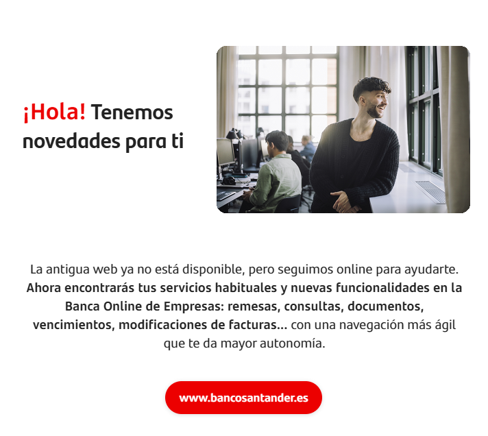 Web no disponible, acceda a traves de https://www.bancosantander.es